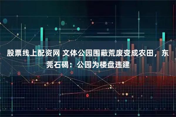 股票线上配资网 文体公园围蔽荒废变成农田，东莞石碣：公园为楼盘违建